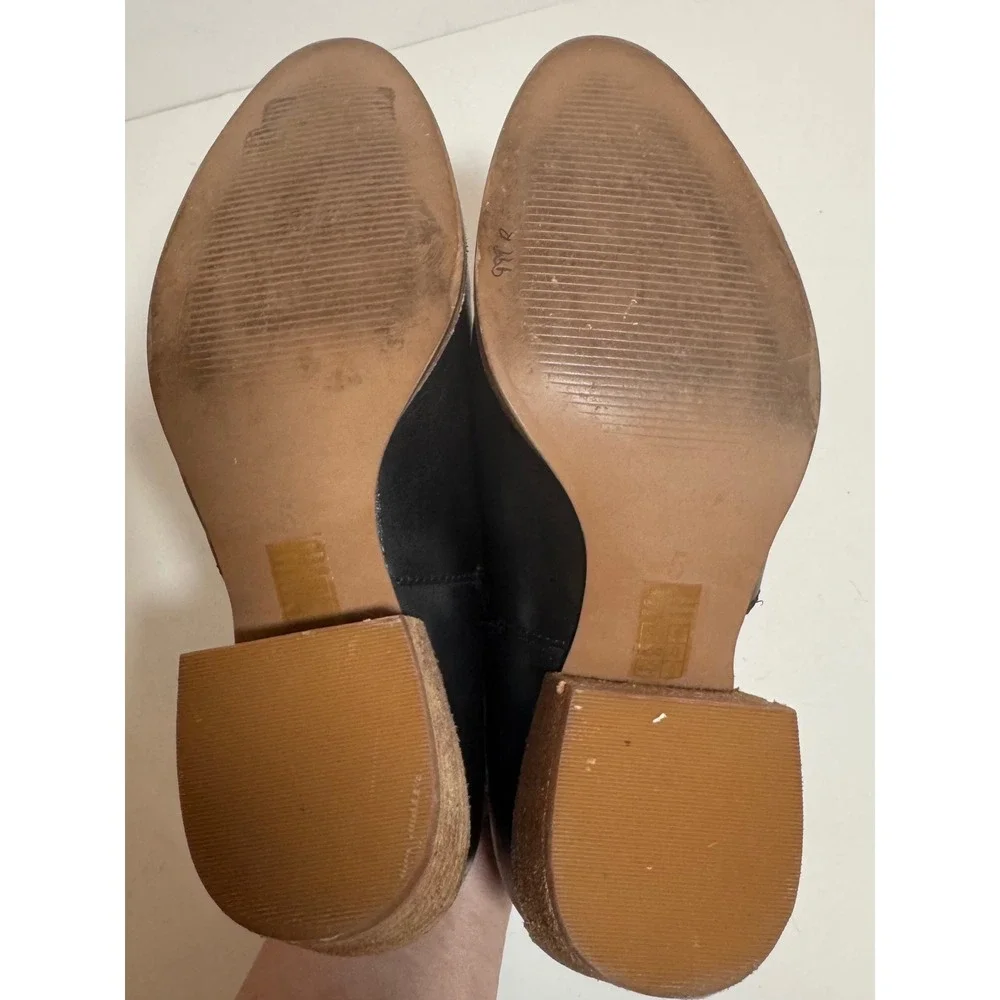 Madewell The Lucie Low Cut Out Bootie Black Leather Casual Slip On Shoes Size 5